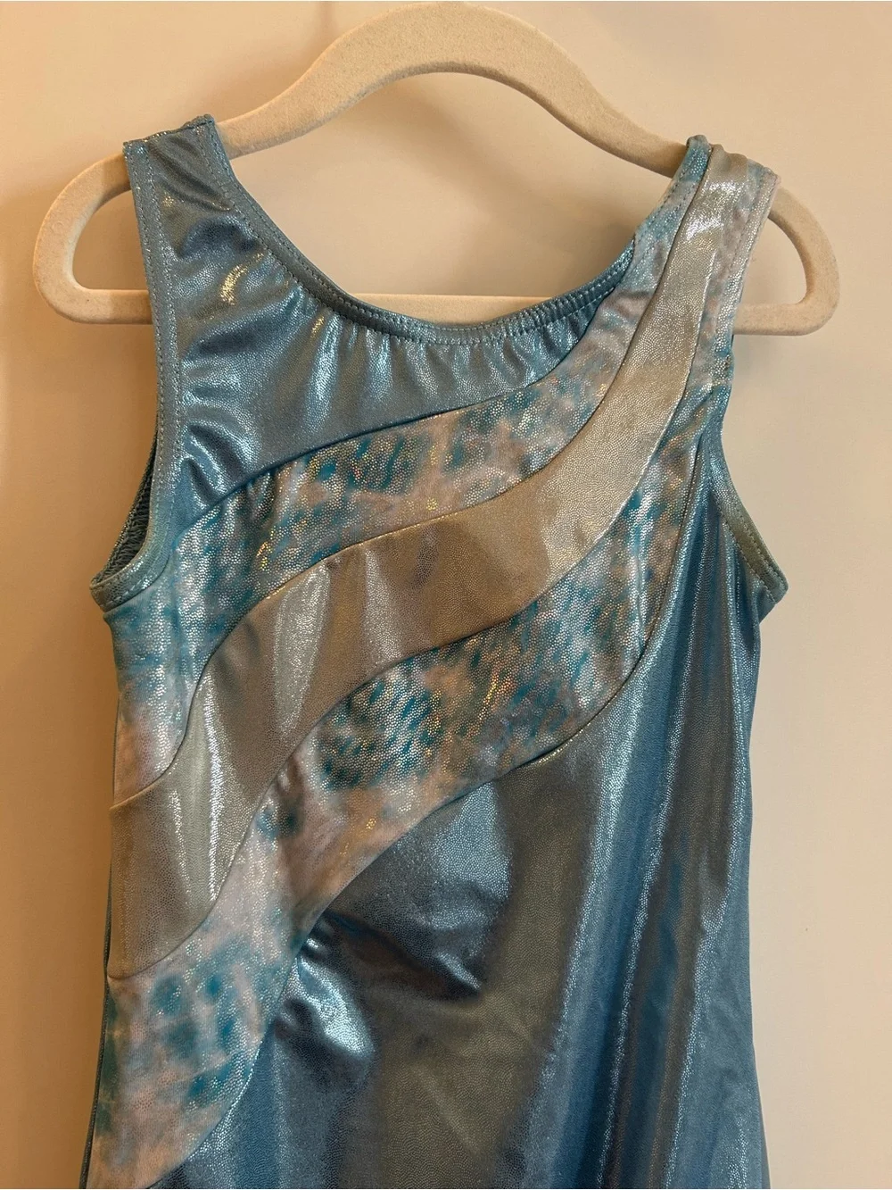 balera Shiny Light Blue and Silver Dance |Gymnastics Leotard - LC